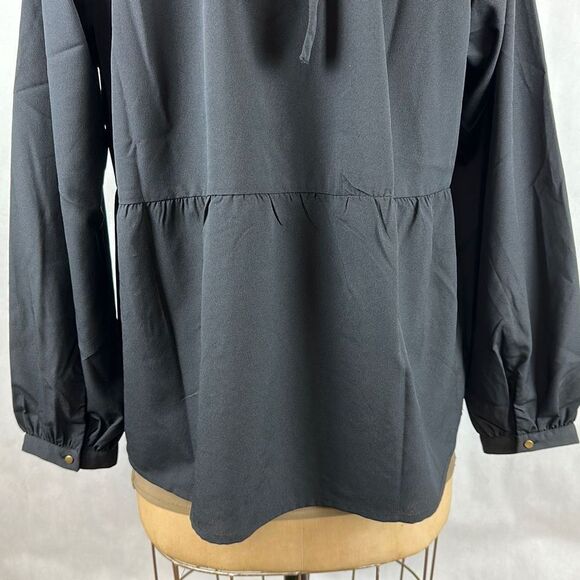 NWT Cruel Denim Blouse Ladies Sz XL Black Embroidered Southwest Tie Back Lightwe - Picture 6 of 8